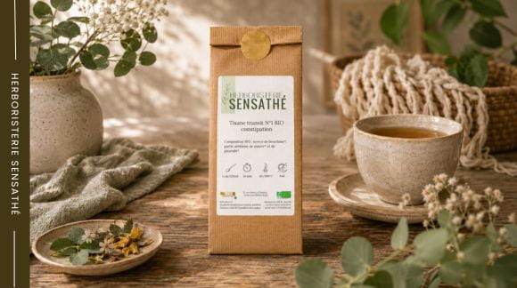 Infusion à base de plantes de la constipation pour apaiser le transit - Herboristerie Sensathé